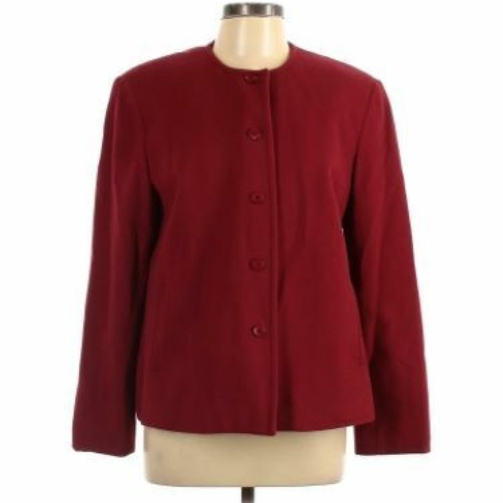 ** Rena Rowan Vintage Virgin Wool Lined Jacket in Maroon size 14